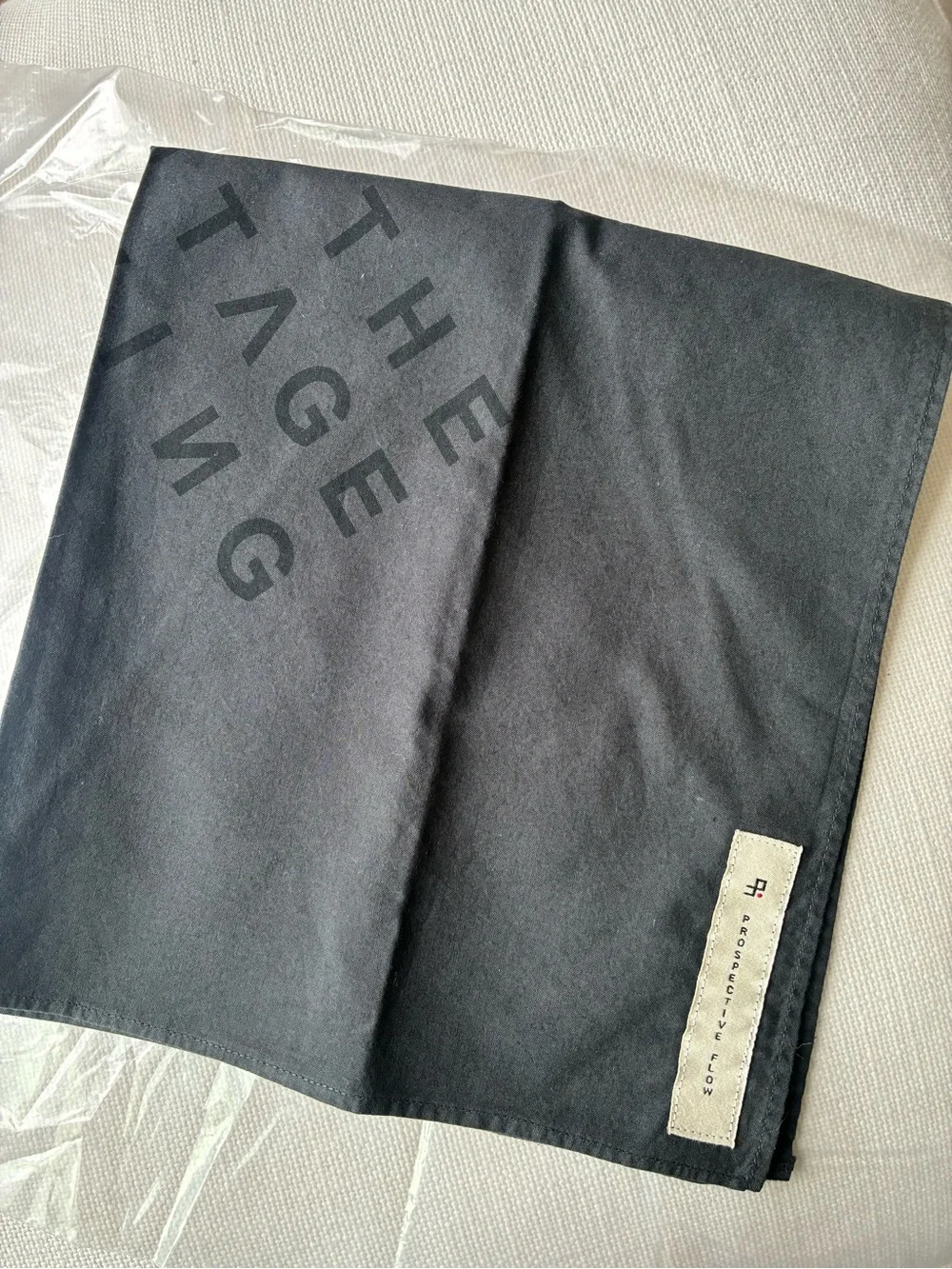 *NWT* Prospective Flow Cotton Square Scarf 50x50cm Black Text Print Designer